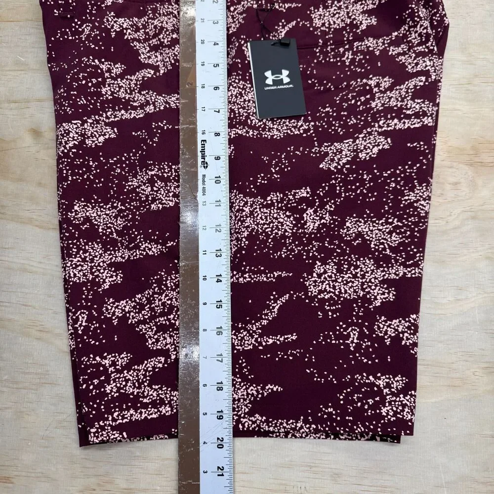 NEW Under Armour Golf Shorts Mens UA Printed sz 40 Maroon 1377303 600